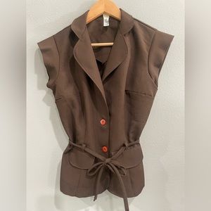 Vintage Retro 70's Union Made Brown Vest/Blouse